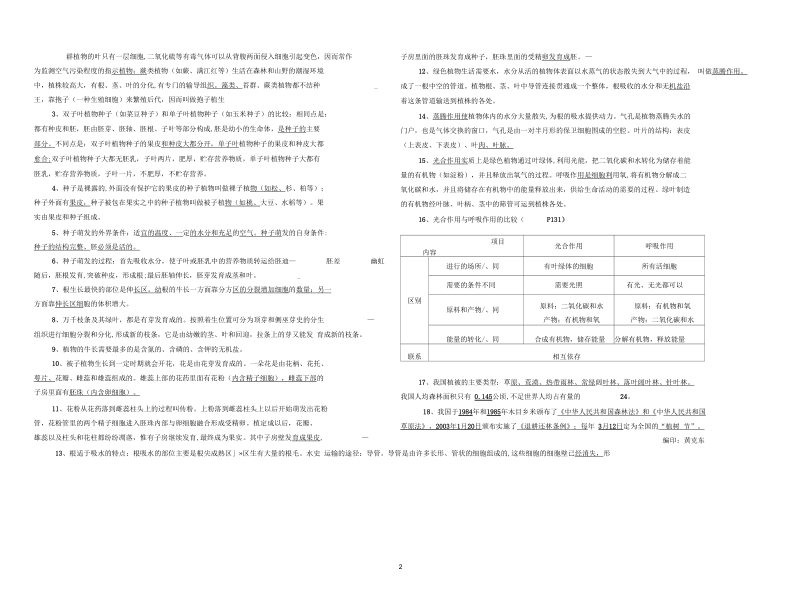 人教版生物学七年级上册复习资料(最新版).docx_第2页