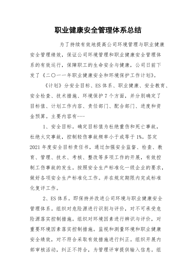 职业健康安全管理体系总结.docx_第1页