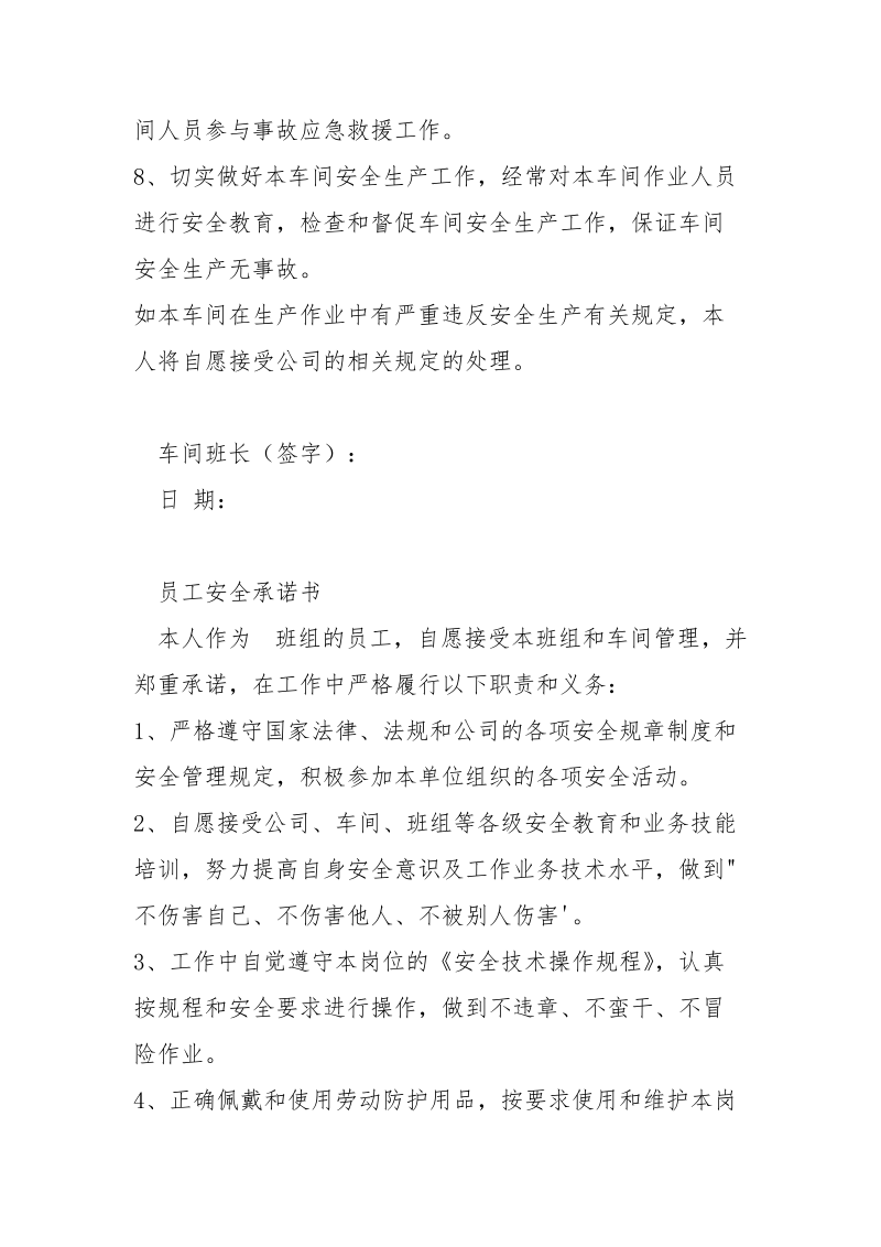 车间、班组、个人安全责任承诺书.docx_第2页