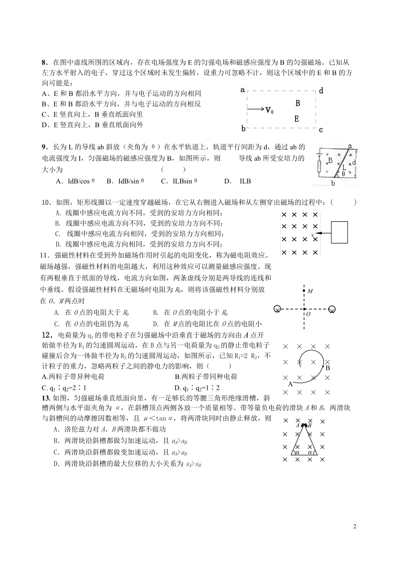 四川省攀枝花市米易中学10-11学年高二物理下学期4月月考.doc_第2页