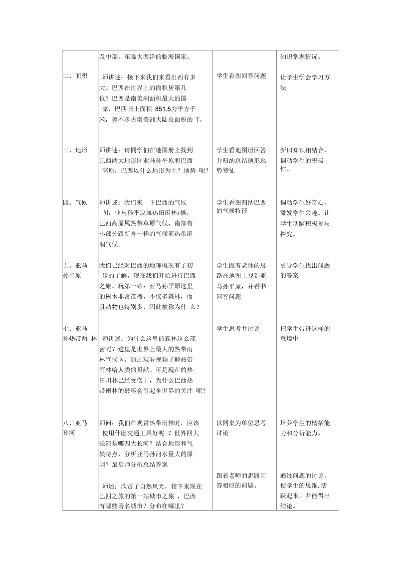 新湘教版七年级地理下册《八章走近国家第六节巴西》教案_22.docx_第2页