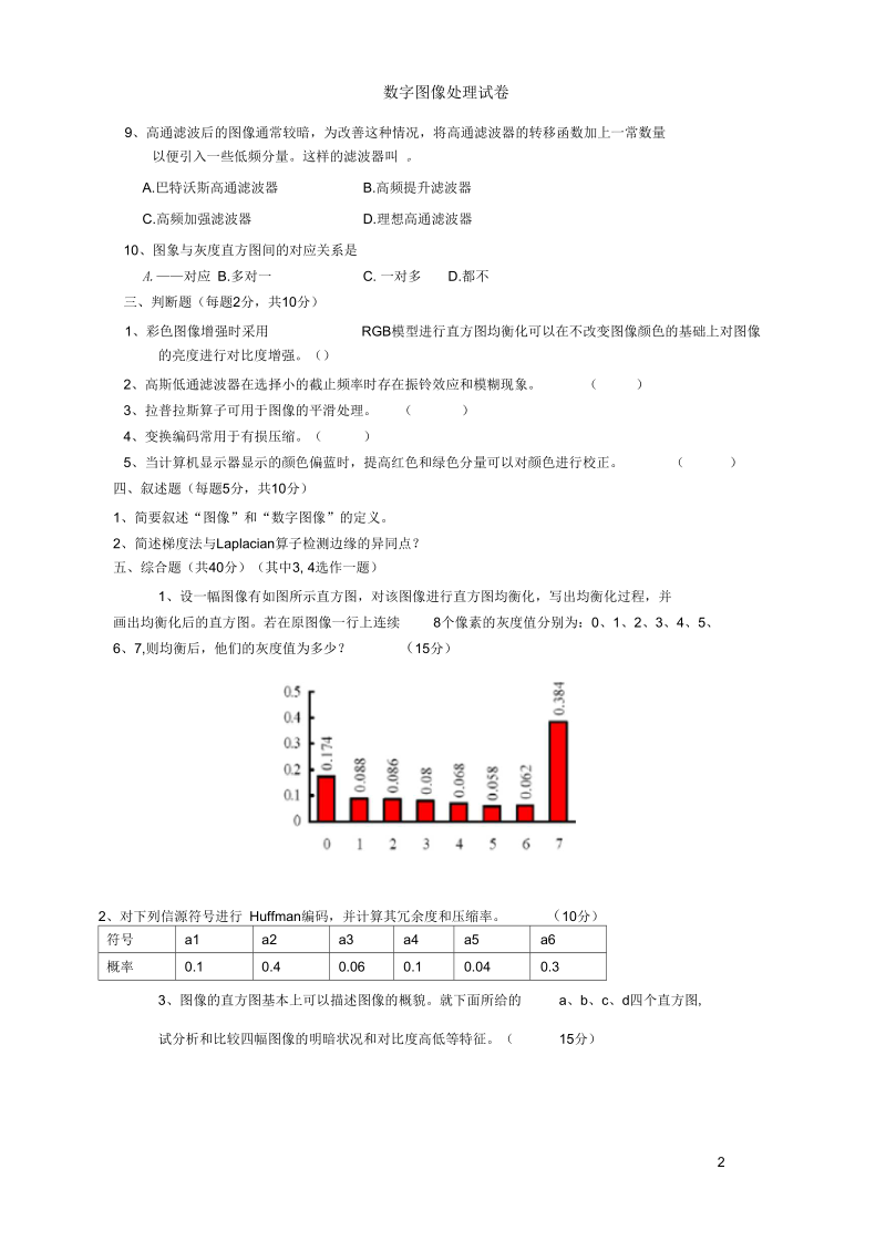 西南科技大学数字图像处理复习参考题要点.docx_第2页