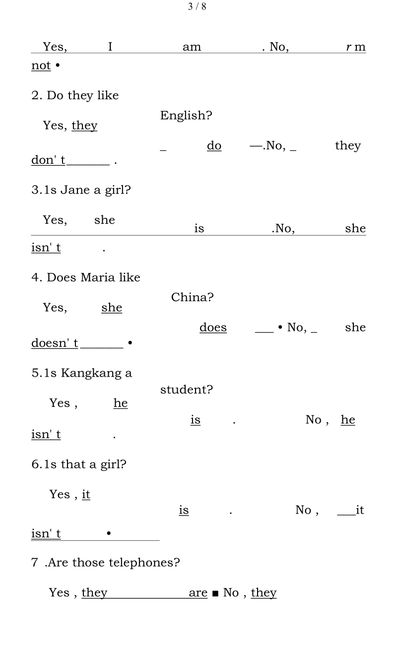 仁爱英语七年级上册句型转换汇总-答案版.docx_第3页