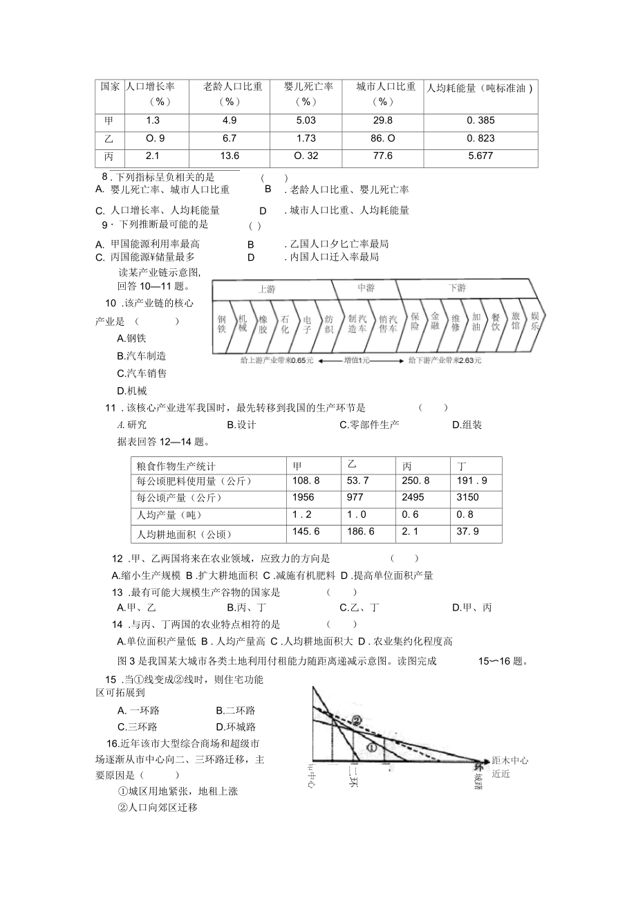 高一期中地理试题.docx_第2页