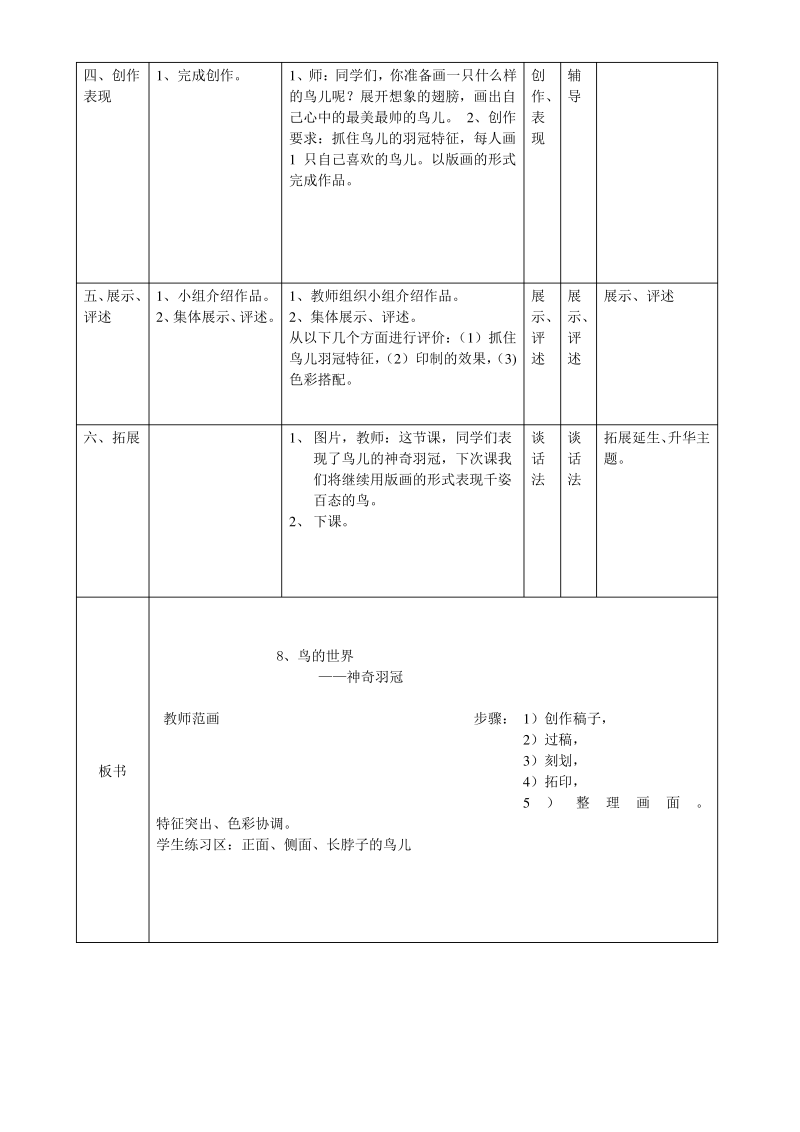 小学美术《鸟的世界——鸟类羽冠》教学设计表.pdf_第3页