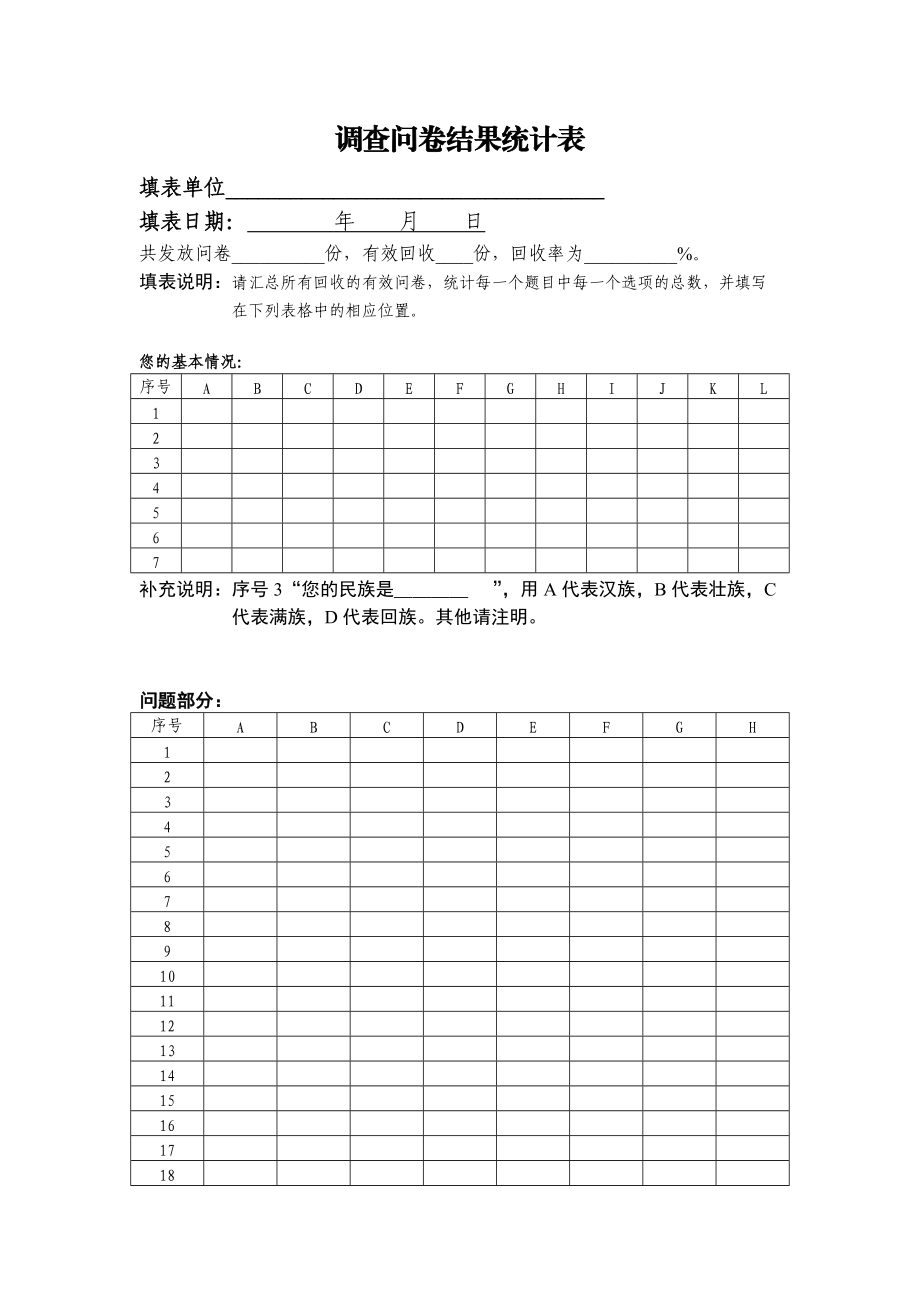 调查问卷结果统计表.doc_第1页