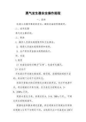 蒸气发生器安全操作规程.docx