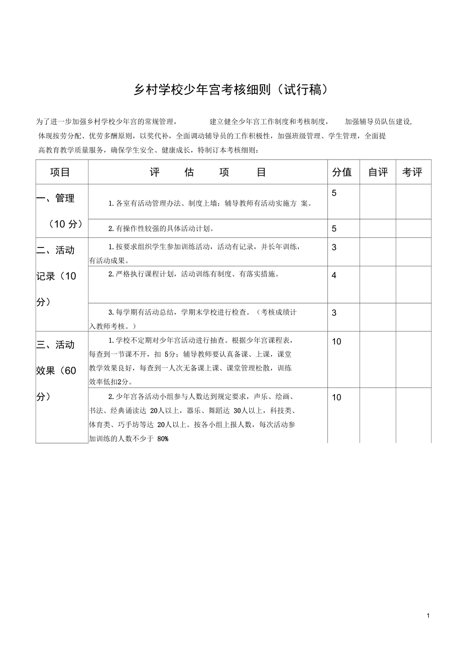 乡村学校少年宫考核细则(试行稿).docx_第1页