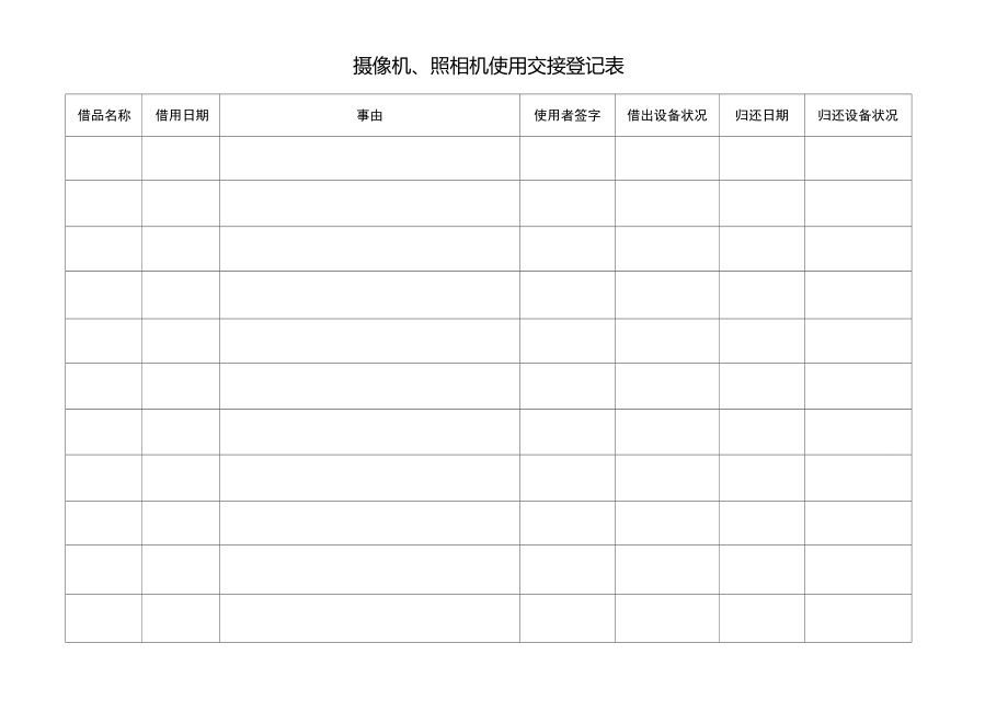 摄像机、照相机使用交接登记表.doc_第1页