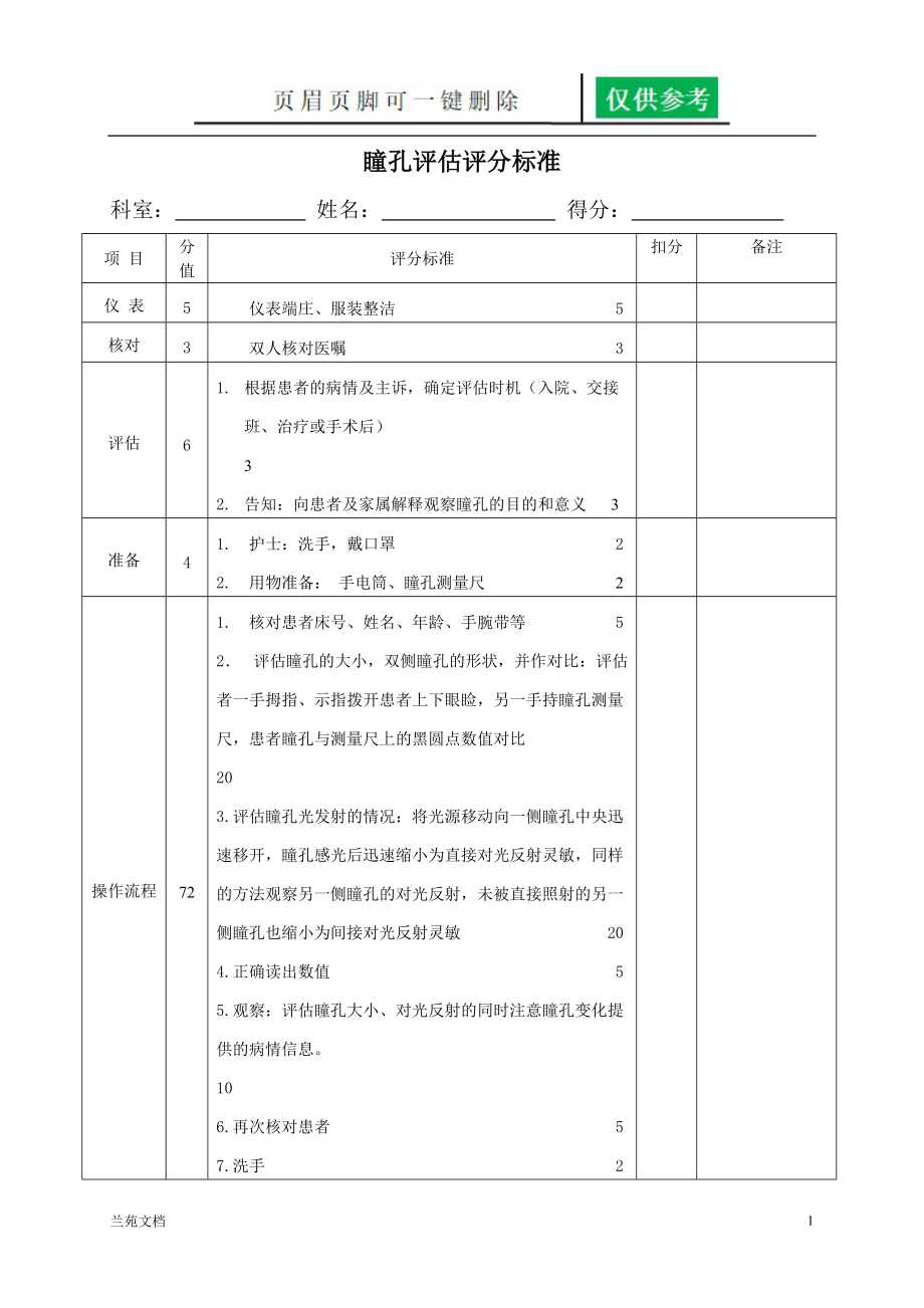 瞳孔评估评分标准[稻谷书屋].doc_第1页