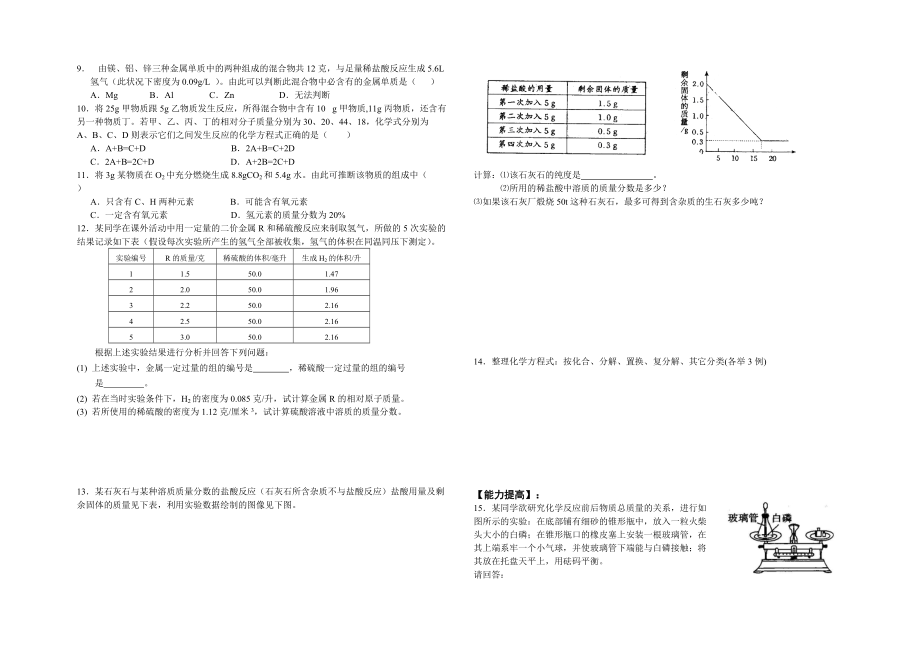 （推荐）初三化学第一轮复习教学案第五单元化学方程式.doc_第2页