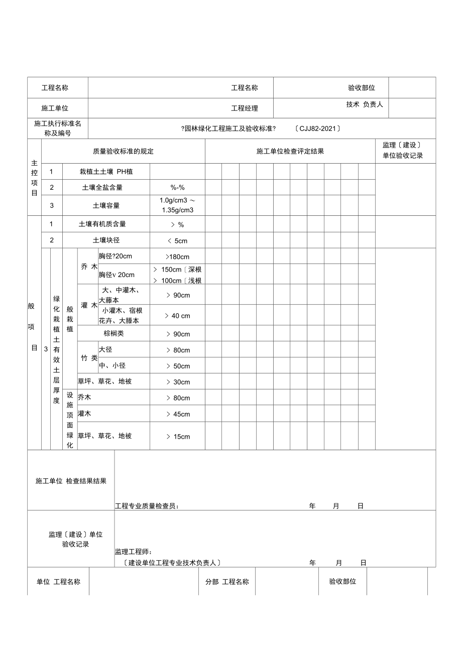 绿化检验批表格.docx_第1页