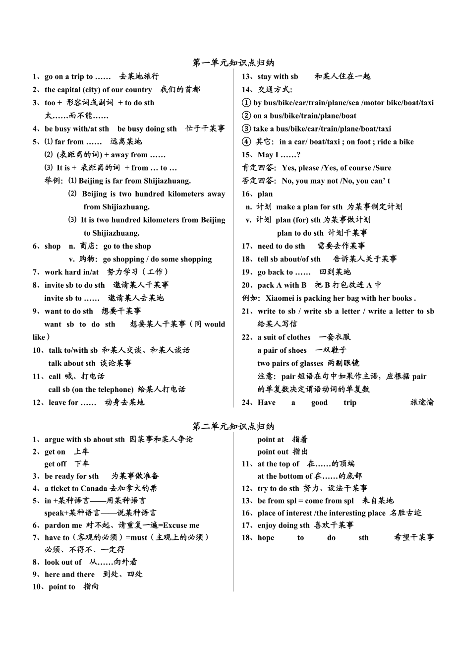 （推荐）冀教版初一英语下册知识点归纳.doc_第1页