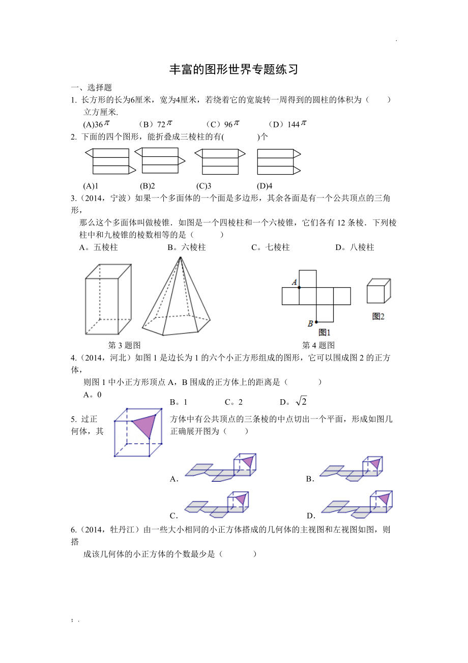 丰富的图形世界专题练习.docx_第1页