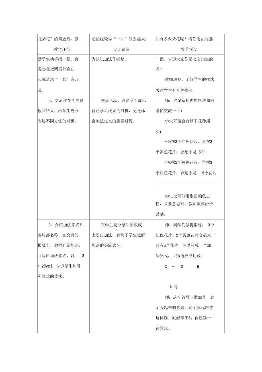 2021一年级数学上册第5单元《10以内的加法和减法》(5以内加法第1课时)教案(新版)冀教版.docx_第2页