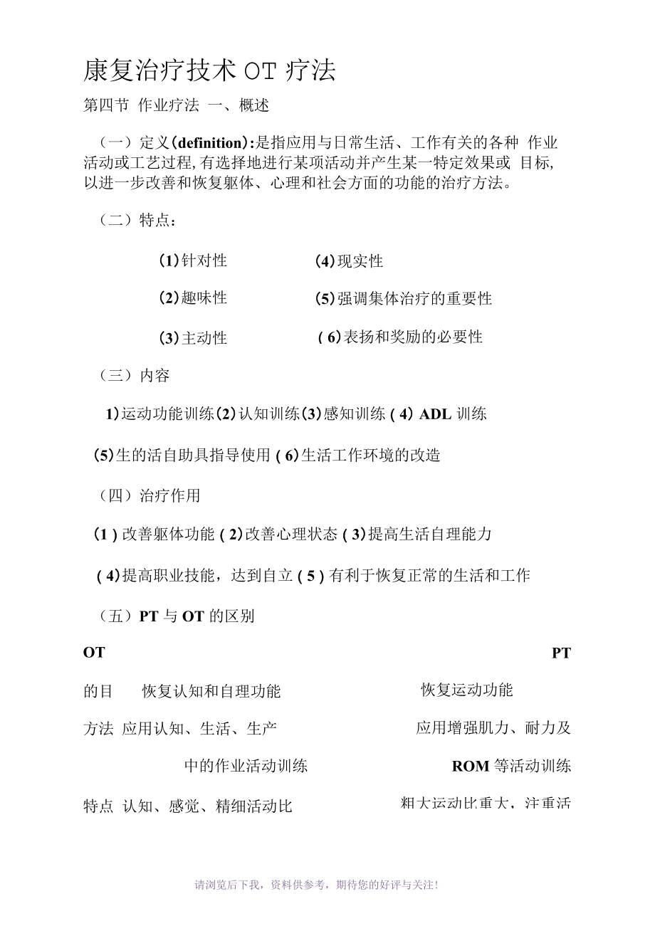 康复治疗技术OT疗法.docx_第1页