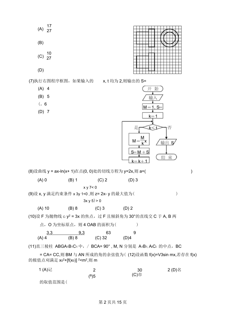 高考理科数学(全国二卷)真题.docx_第2页