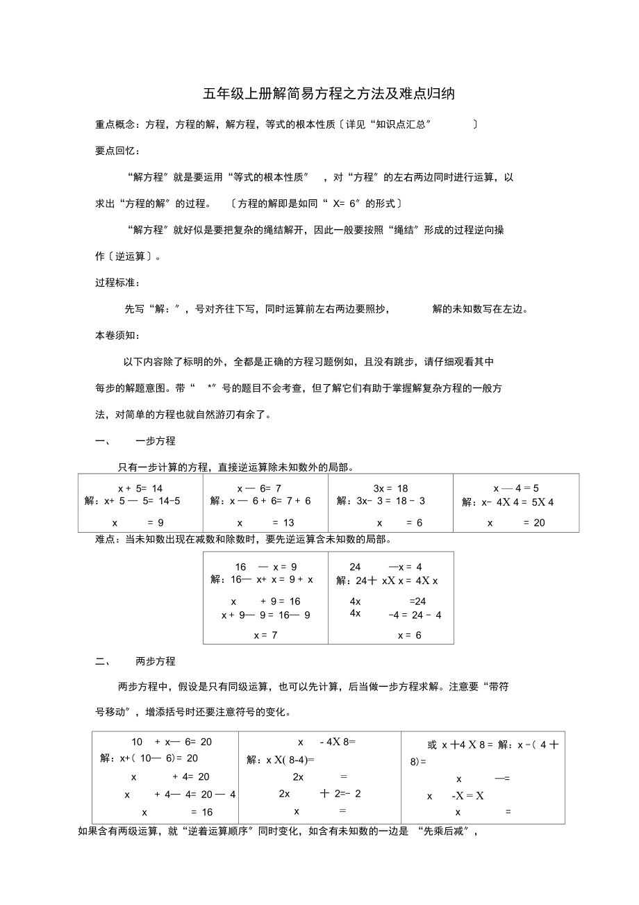 解简易方程之方法及难点归纳.docx_第1页