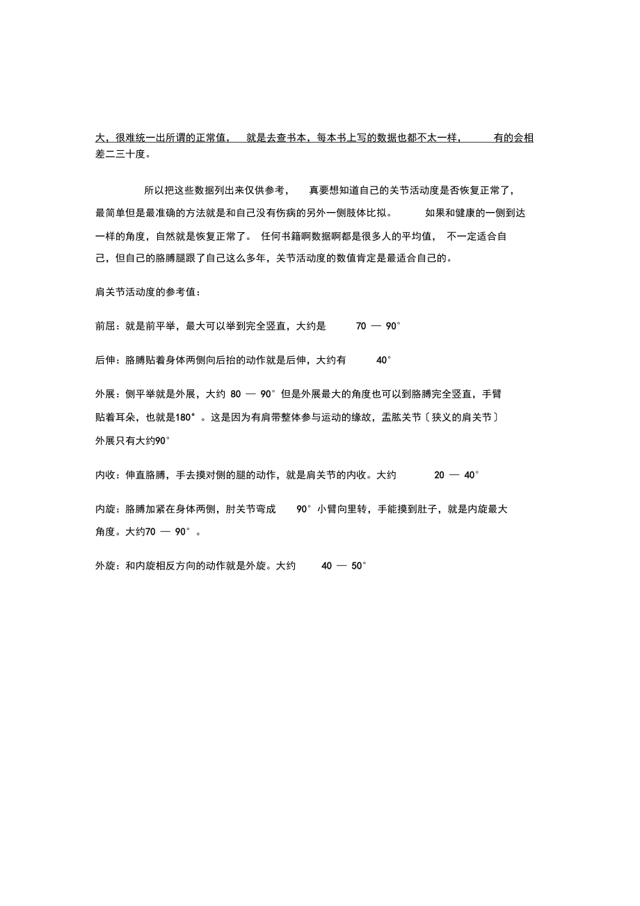 四肢关节活动度参考值.docx_第1页