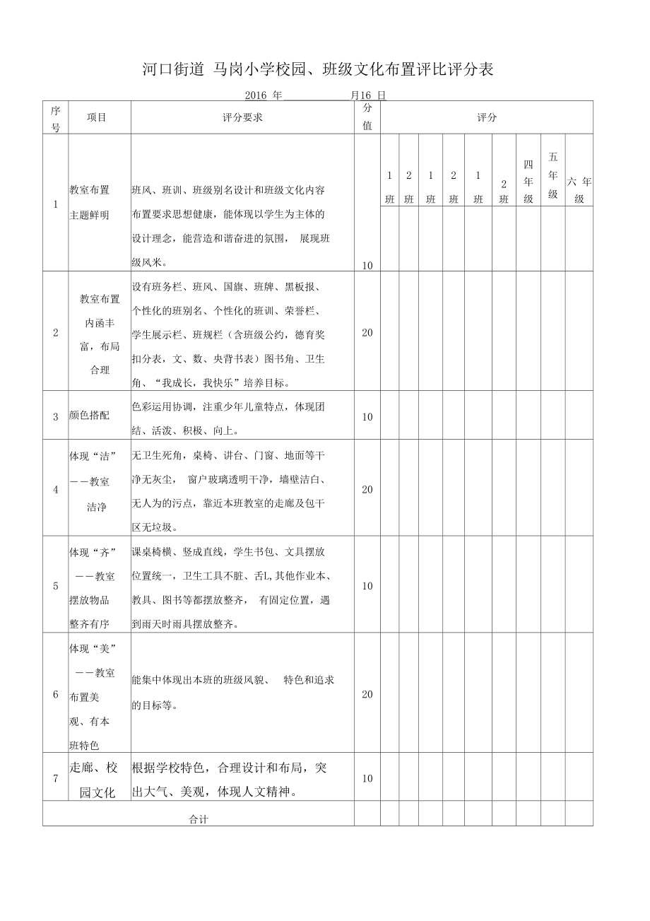 评选表格样式图片