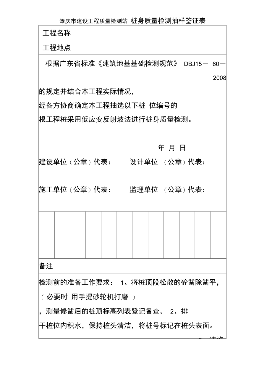 桩基工程检测抽样、定位见证记录表.doc_第1页