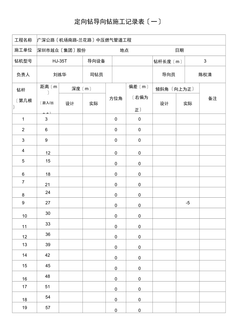 定向钻导向记录表.docx_第1页