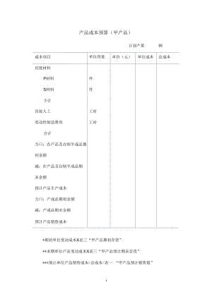 产品成本预算(甲产品).docx