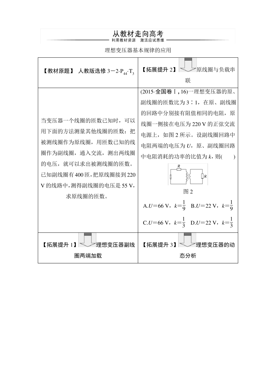 从教材走向高考理想变压器基本规律的应用.pdf_第1页