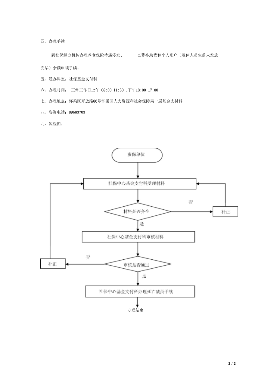 北京怀柔区社会保险事业管理中心离退休人员死亡减员业务办理须知.docx_第2页