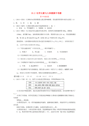 九年级化学下册 10.2 化学元素与人体健康中考题 （新版）鲁教版.doc