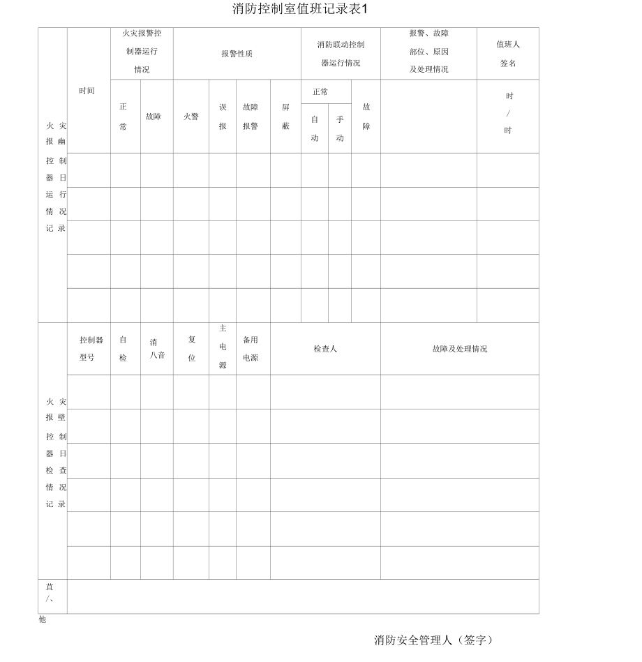 消防控制室值班记录表.docx_第1页