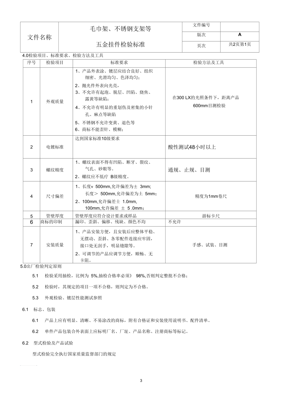 某公司五金挂件检验标准.docx_第3页