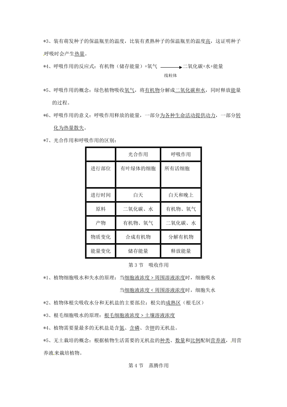 七年级生物上册 第5章绿色开花植物的生活方式复习教案 北师大版.doc_第3页