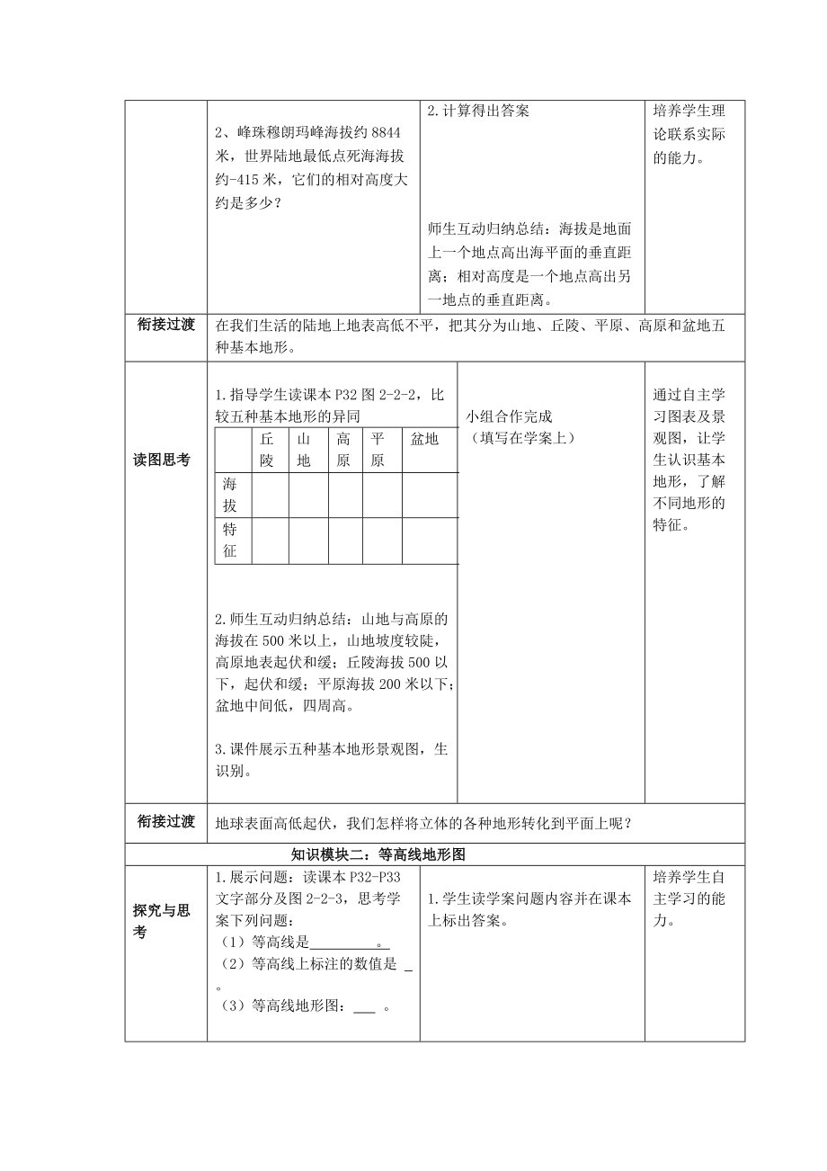 七年级地理上册 第2章 第2节《地形图的判读》教案 （新版）商务星球版.doc_第3页