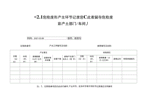 危险废物产生、贮存环节记录表之欧阳与创编.doc