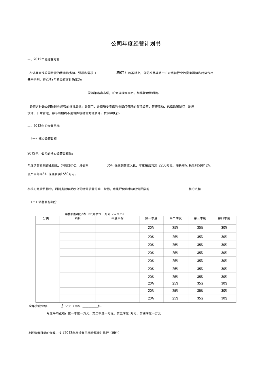 公司年度经营计划书65193.docx_第1页