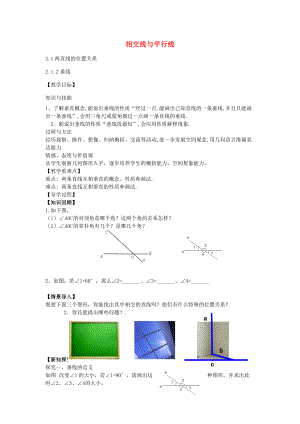 七年级数学下册 2.1.2 垂线教案 （新版）北师大版-（新版）北师大版初中七年级下册数学教案.doc