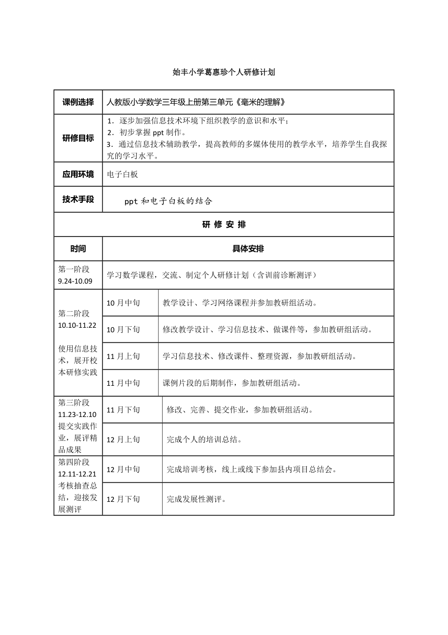 始丰小学王明伟研修计划.doc_第1页