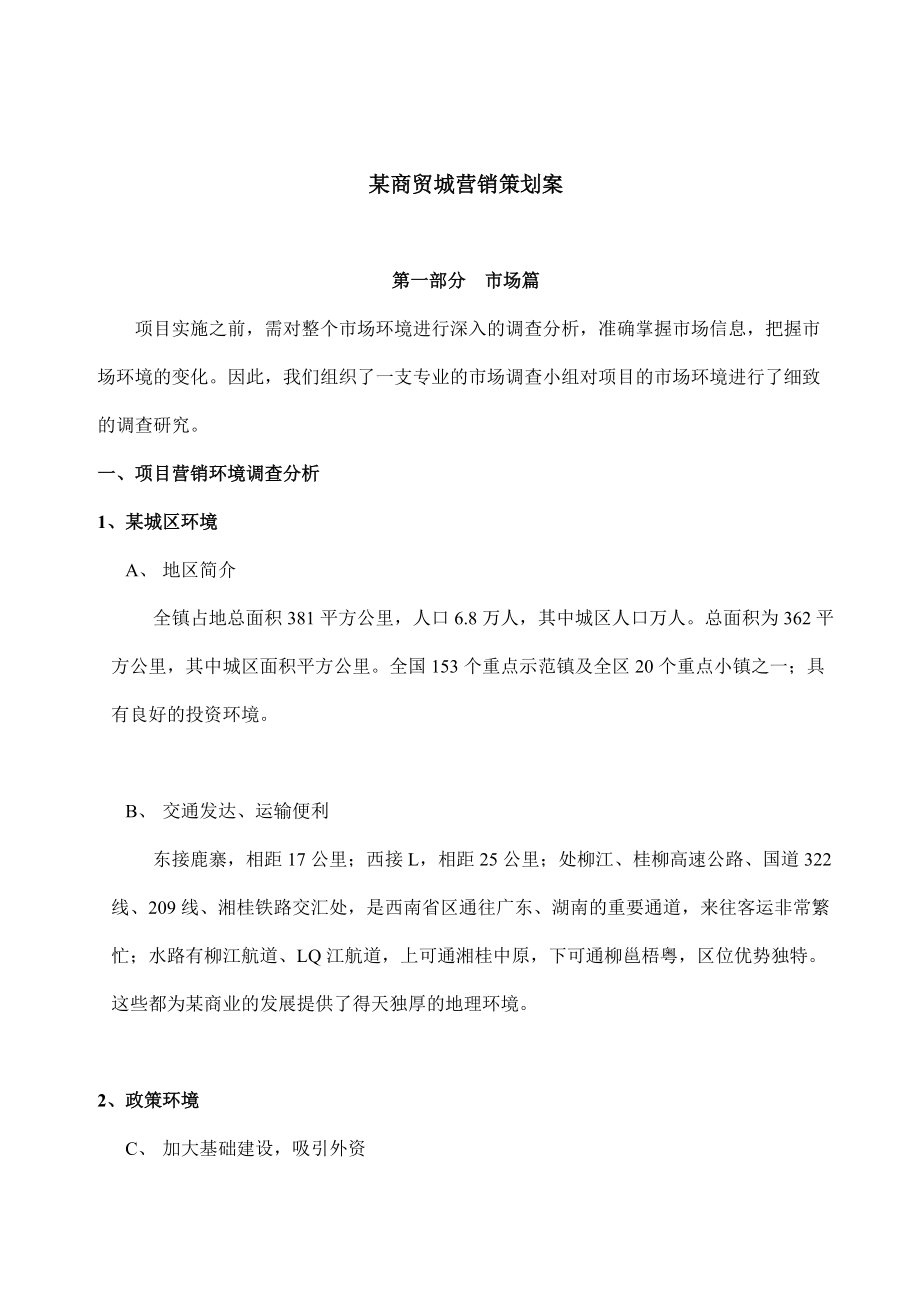 某商业城管理策划方案.docx_第1页