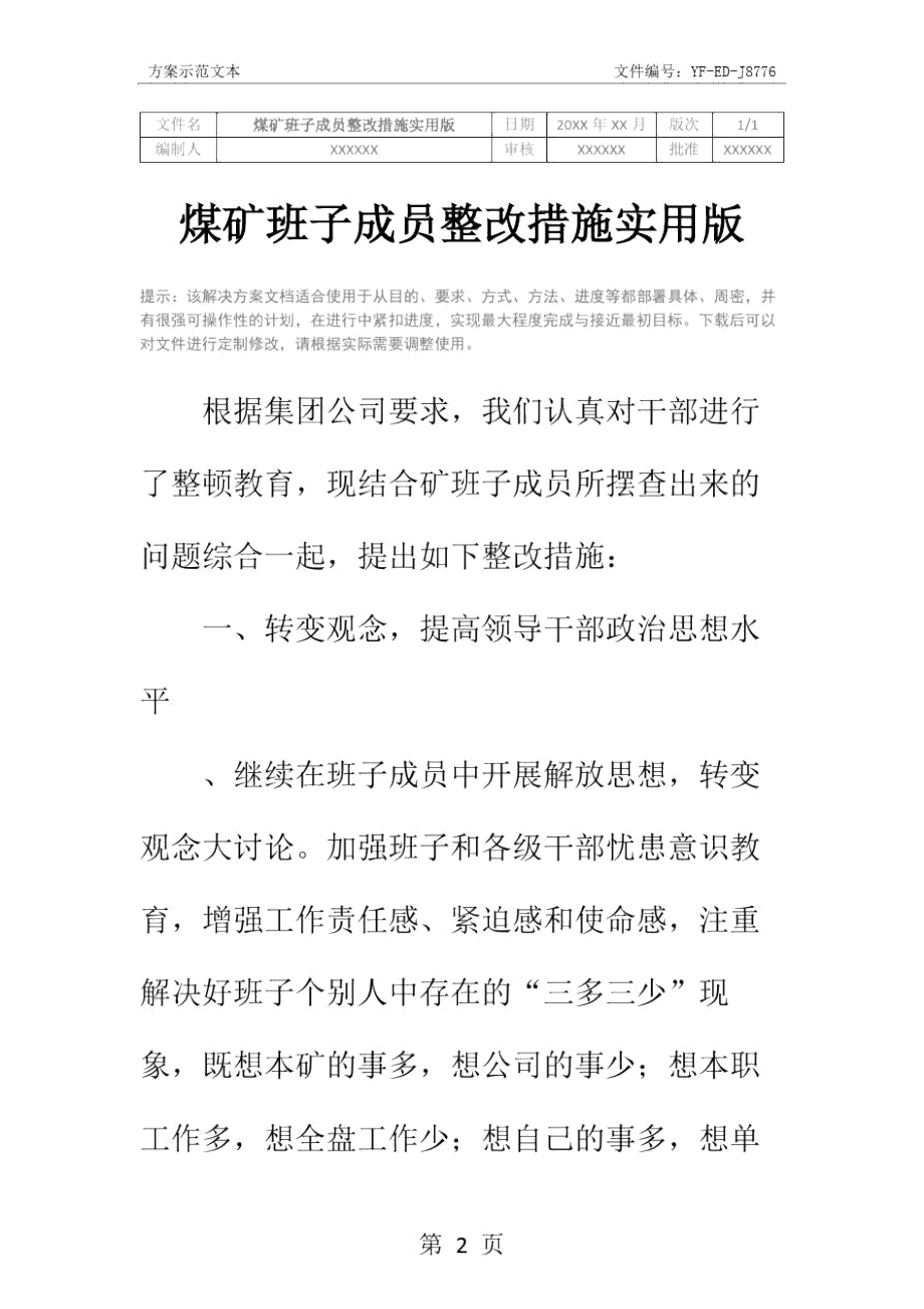 煤矿班子成员整改措施实用版.doc_第2页