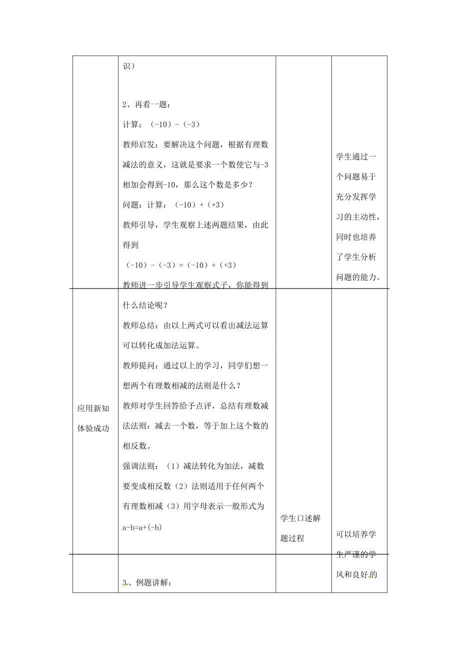 七年级数学上册 2.6有理数的减法教案 冀教版.doc_第3页