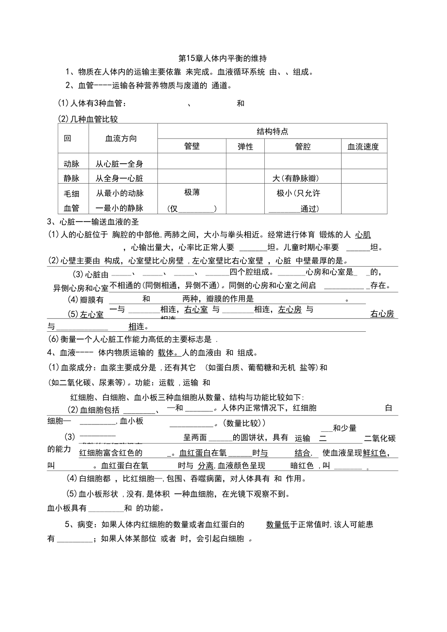 八年级生物上册第15章人体内平衡的维持提要(答案不.docx_第3页