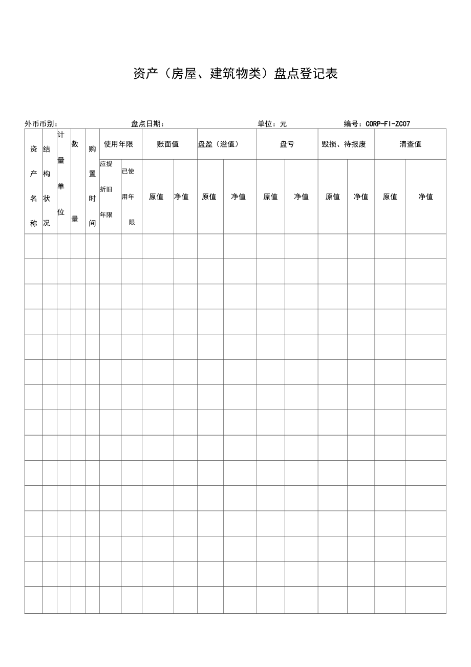 石油集团资产房屋建筑物类盘点登记表.doc_第1页