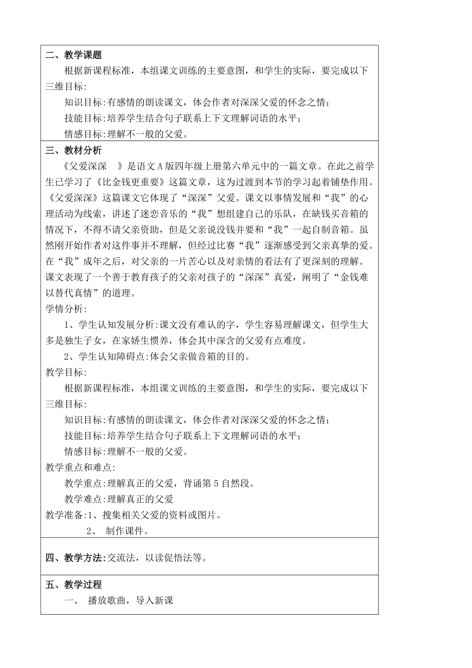 教学案例评选---四年级语文《父爱深深》第一课时.doc_第2页