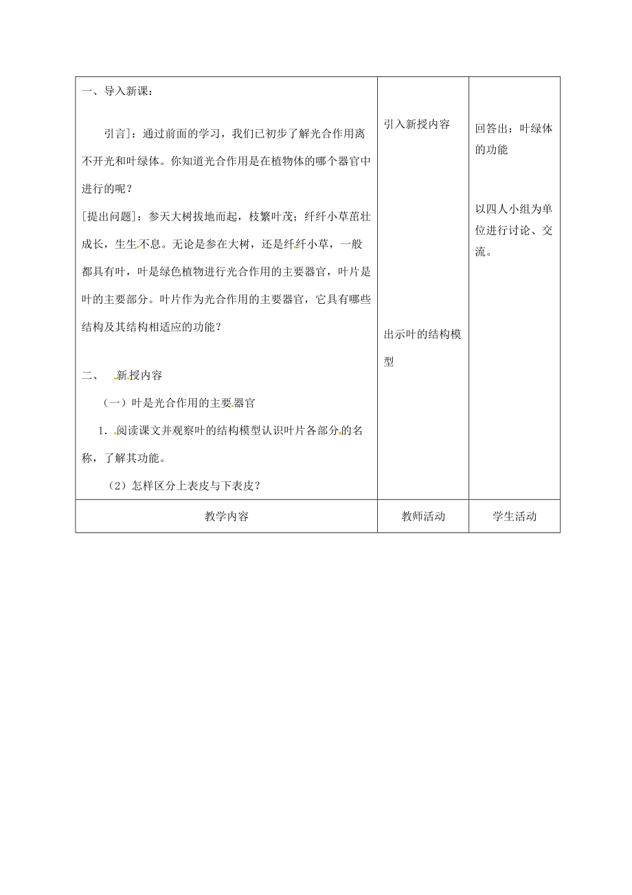 七年级生物上册 第6章 第2节 植物光合作用的场所教案1 苏教版-苏教版初中七年级上册生物教案.doc_第2页