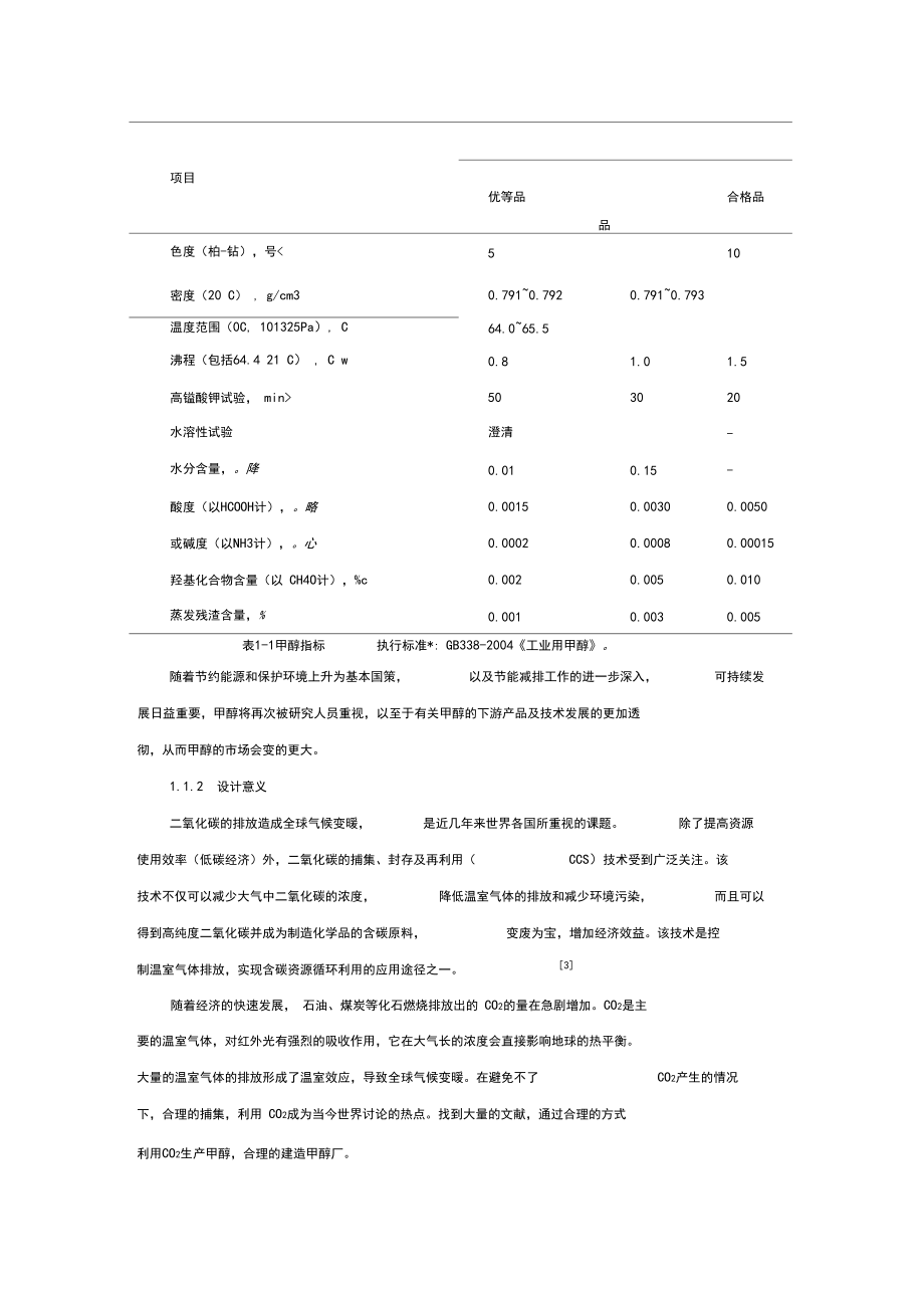 利用二氧化碳年产1万吨甲醇的工厂设计【开题报告】.docx_第2页