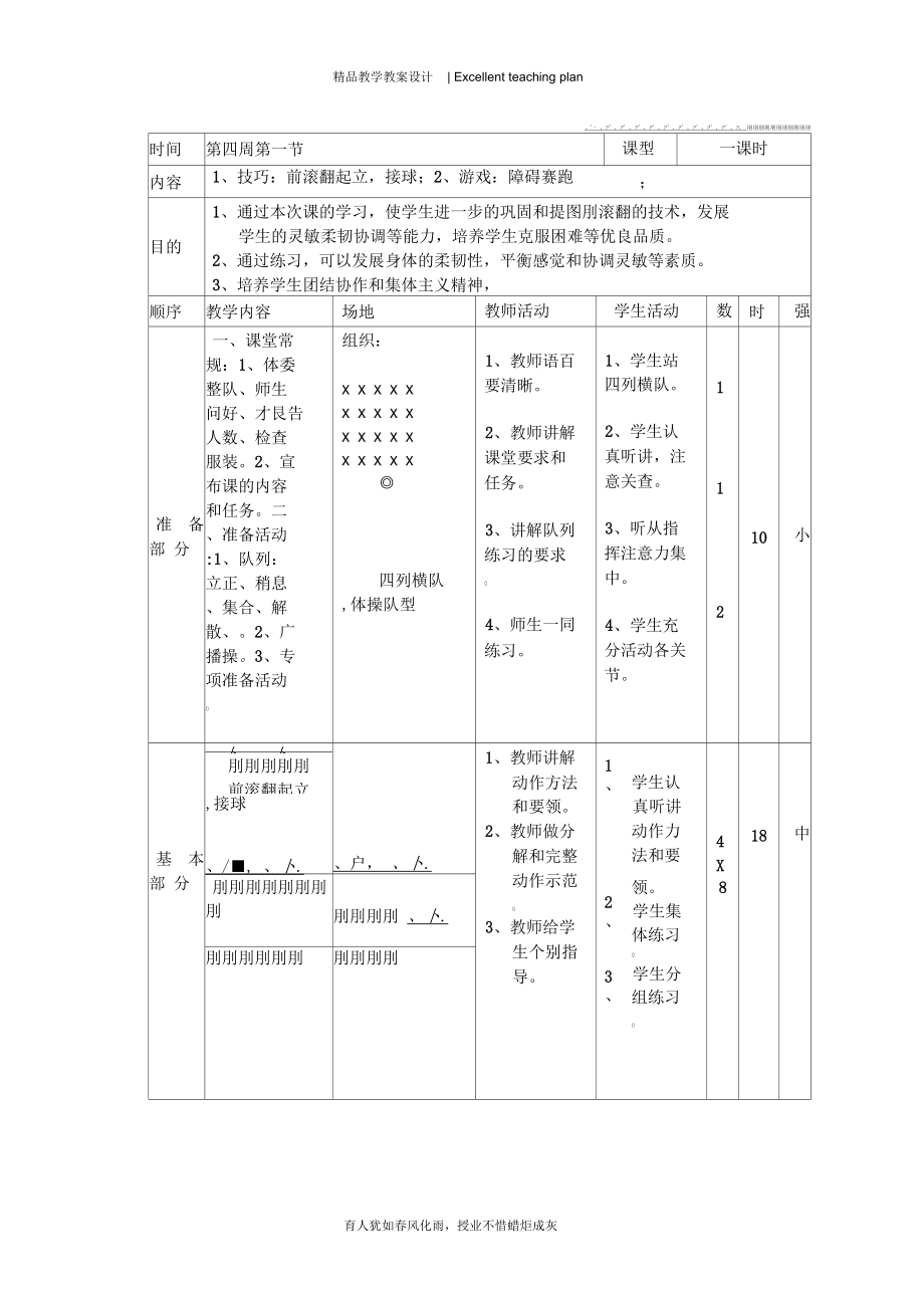 前滚翻起立接球教学设计新部编版.docx_第2页