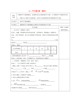 七年级数学下册 6.1 平方根（第1课时）教案 （新版）新人教版-（新版）新人教版初中七年级下册数学教案.doc