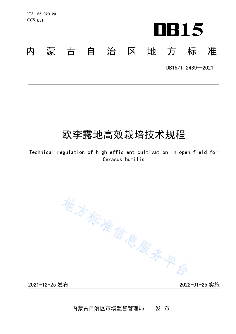 DB15T 2489-2021欧李露地高效栽培技术规程.pdf_第1页