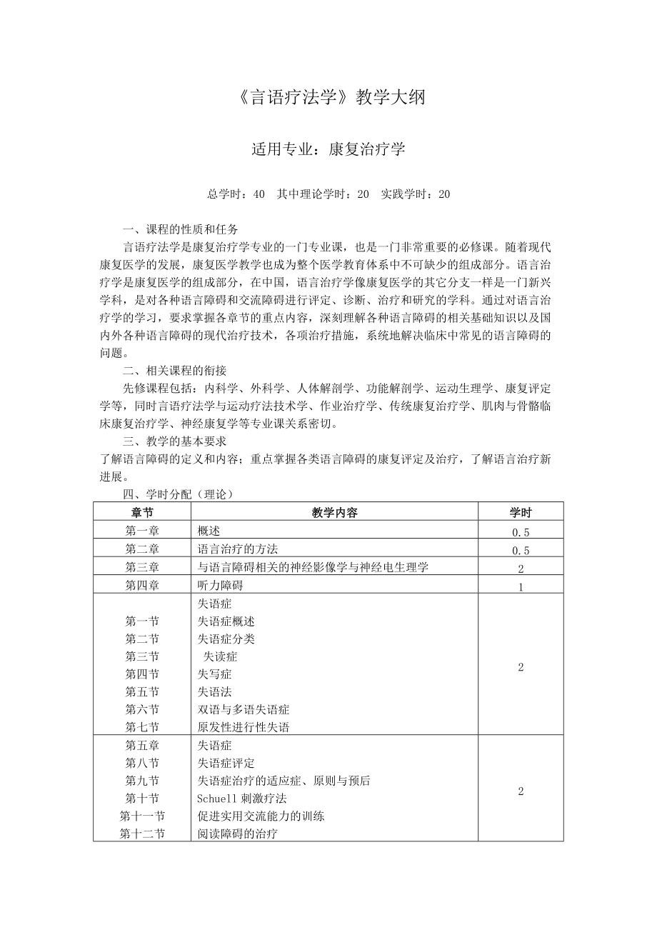 《言语疗法学》教学大纲.doc_第1页